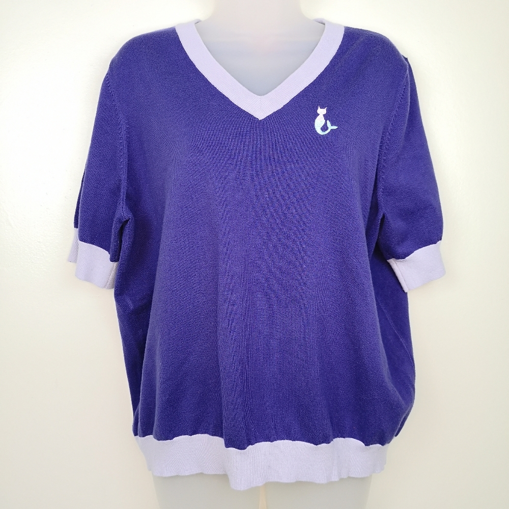 Modcloth Gotta Get Aweigh V-neck Short Sleeve Pullover Sweater Size 2X